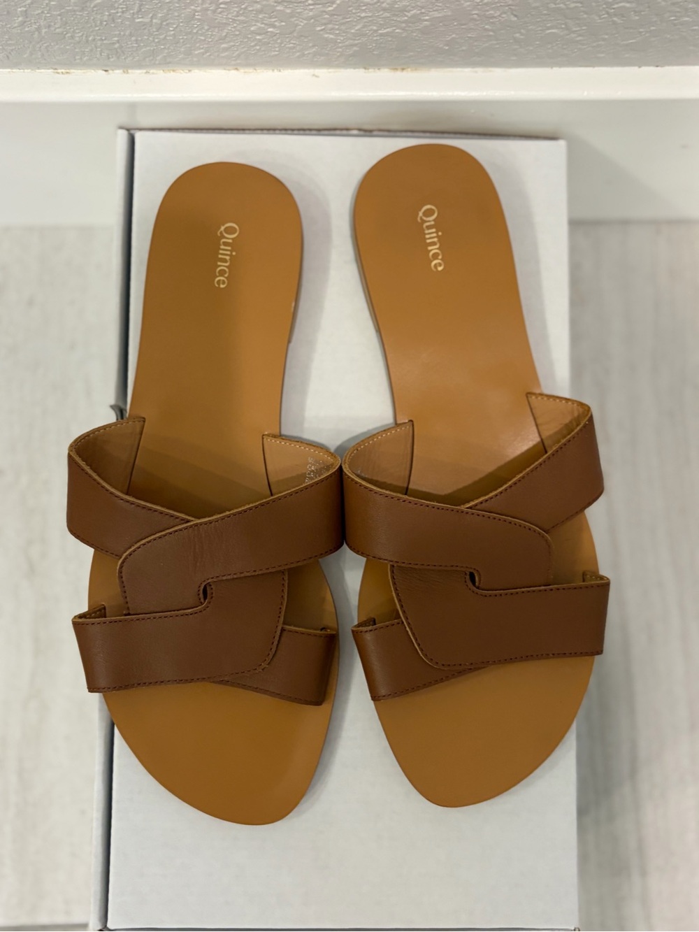 Quince Italian Leather Cutout Slide Sandals